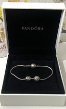17cm Genuine Pandora Sterling Silver Love Faith Charms Charm Bracelet Childs 