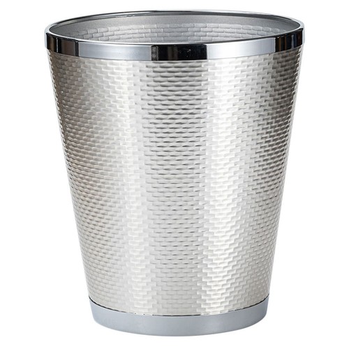 Silver metal garbage can - garbage,