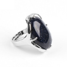 Natural Crystal Quartz Oval Gemstone Wedding Finger Ring Adjustable Band Jewelry