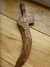 19th Century 10 1/4" Goose Wing Treen Wood Knitting Sheath with Initials & Fish