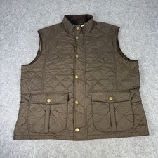 Barbour Gilet Mens XXL Brown Explorer Snap Button Quilted Vest Shooting Country