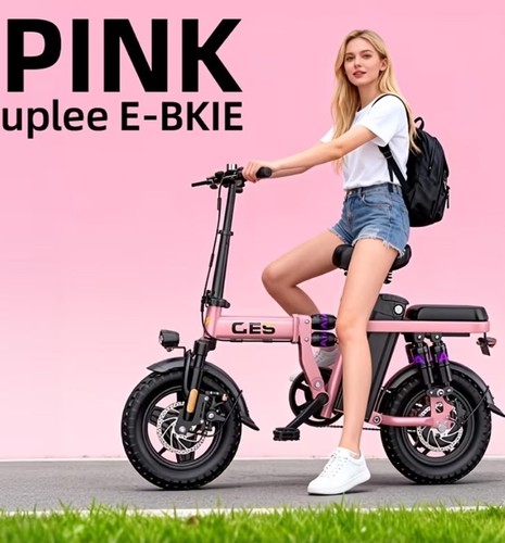 Folding pink electric bike - electric,