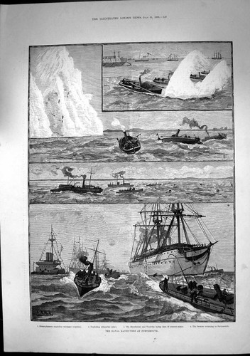Antique old print naval - antique,
