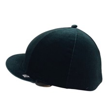 SXC Traditional Bottle Green Velvet Equestrian Riding Skull Hat Cover add Pompom