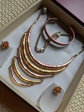 Copper Brass Jewellery Gift Set Necklace & Ear Rings & Bracelet Bargain 3 items