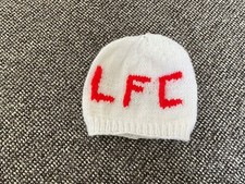Handmade New Baby White Beanie Hat with Red LFC Lettering