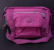 Kipling GRACY Dark Fuchsia Pink Multi Pocket  Cross body Bag Monkey Charm Lesley