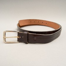 Vintage Andhurst Brown Leather Belt Mens 38 Bench Made Snaps Off Dress Work 70's