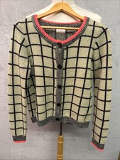 Numph by Anthropologie Cardigan Geometric with Coral Colour Piping - Size L