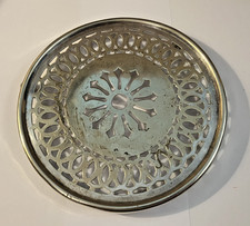 ANTIQUE  Fretted & Pierced Silver Plated  Teapot Stand  6 in diameter￼(ASP)1