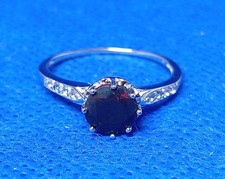 Gemporia Sterling Silver & Red Stone Ring 925 Size R 1/2 Fire Agate? Fire Opal? 