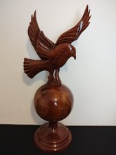 Large Wooden Golden Eagle on Ball Sculpture
