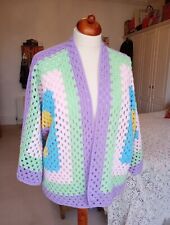 Summer festivals, hand crocheted Granny Square HEXAGON CARDIGAN, pastel colours