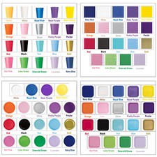 Disposable Paper Plates Cups and Napkins Tableware Sets for Party Solid Colours