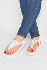 Yours Curve Women Plus Size Diamante Flower Sandals In Extra Wide EEE Fit