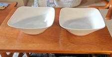 Pair Of Shallow Ice White Bowls Fine Bone China By S&A 20cm Square 