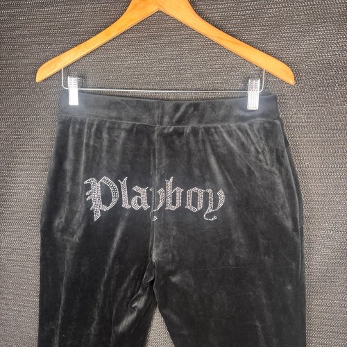 Playboy velour pants black - playboy,