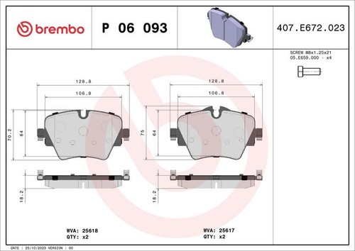 Brembo p06093 front brake pad - brembo,