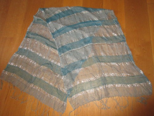 Teal blue silver woven - silver, scarf