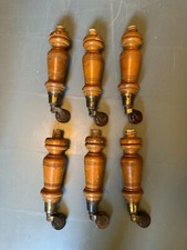 Set six furniture legs & castors Brass & pottery 11 inches stool or ottoman vgc