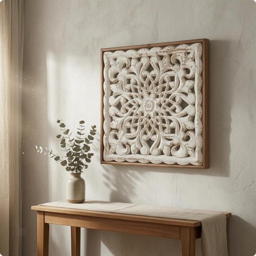 Carved floral wall art - floral,