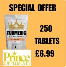Turmeric 5000mg  & black pepper + Ginger Curcumin  250 tablets £6.99 LTD OFFER