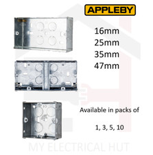 Metal Back Boxes Single Double Dual 16mm 25mm 35mm 47mm 1G 2G APPLEBY