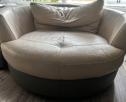 Cream grey leather swivel - &,