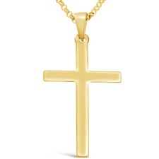 Large mens 9ct gold cross pendant necklace with 20 inch gold chain and gift Box