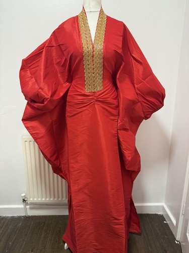 Red luxury raw silk bubu - raw,