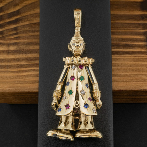 9ct yellow gold clown pendant - gold,
