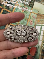 VINTAGE BOUCHER PATENT 2034129 RHINESTONE PASTE DUETTE PIN BROOCH DRESS CLIPS