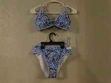 Tow Piece Blue Flora Bikini