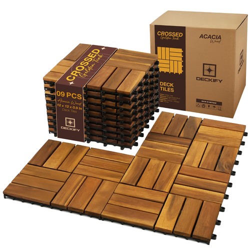 Acacia wood interlocking patio - wood,