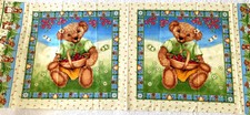 Makower UK Teddy Bear Panels Cotton Fabric – 2 Panels 44x112cm