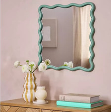 ReAd InFo! Habitat Green Wavy Wall Mirror - 60x57cm Any Room Modern Stylish