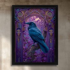 Purple Raven Wall Art Gothic