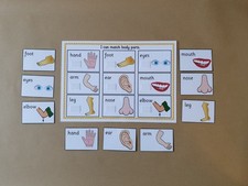 Body Parts Matching Game, Handmade, teaching resource, toddlers, EYFS, Autism