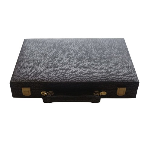 Black vinyl faux - black, poker
