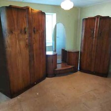 Shrager Brothers Art Deco Mirrored Vanity Dressing Table + 2 Wardrobes