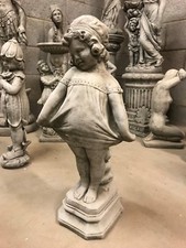 Shy girl concrete stone garden