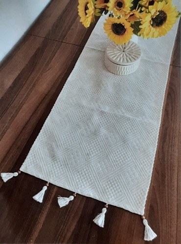 Ivory cotton table runner - cotton,