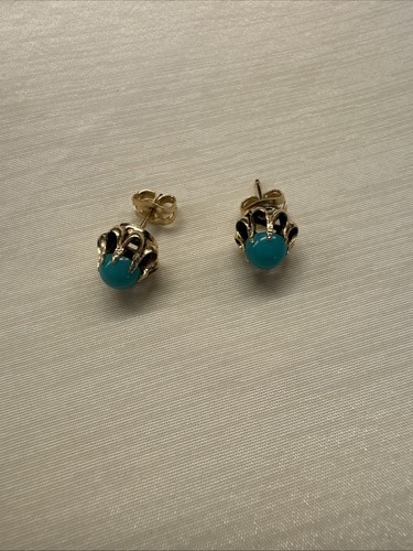 14k gold earrings turquoise - gold,