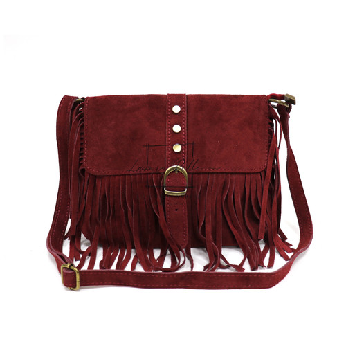 Genuine suede crossbody bag - genuine,