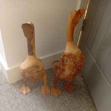 2 x wooden Wood hand Carved