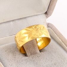 Vintage Solid 22Ct Gold Floral Engraved Patterned Wedding Ring / Band