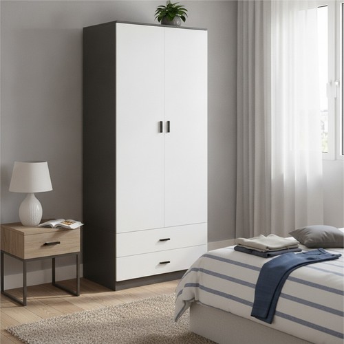 Wooden wardrobe black carcass - wardrobe,
