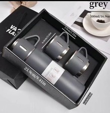 Stainless Steel Thermos Flask Gift Set Hot/Cold Bottle Travel flask with 3 Cups