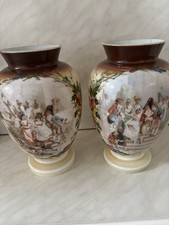 2 Antique Victorian Milk Glass Vases, ‘The Wedding’ And ‘The Christening’