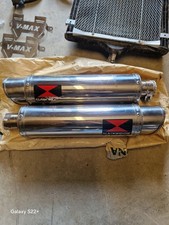 VMax Black Widow Exhaust Cans. Chrome Alloy Finish. Hardly Used.